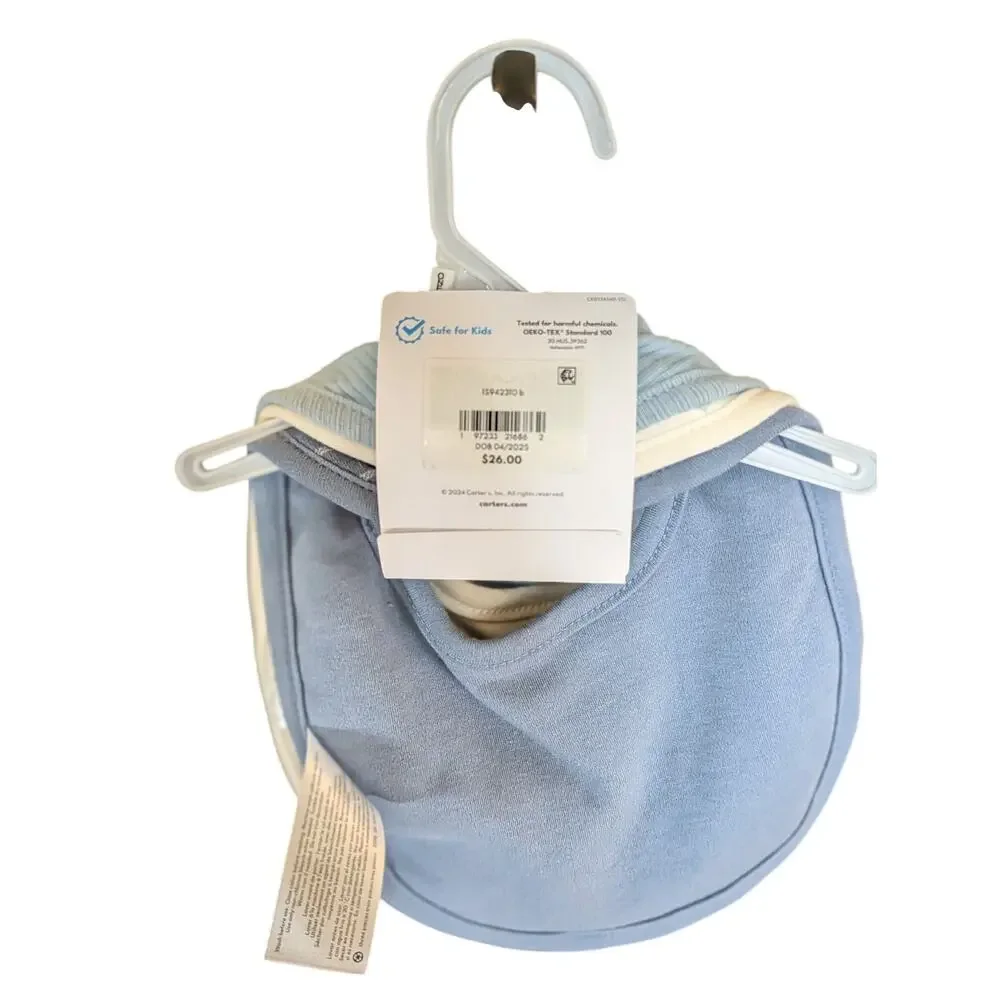 Carter's Baby Bib Set 3 Pack Blue Puppy Absorbent Cotton Bibs NWT Unisex
